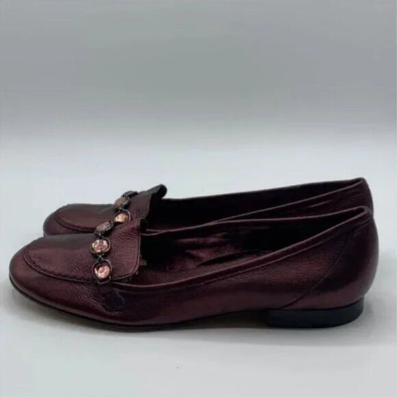 Antonio Melani Women's Maroon Iridescent Loafers Flat w/Rhinestone Detail Size 7 - Picture 3 of 11